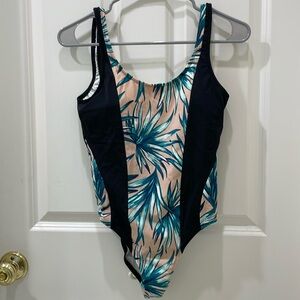 Pink Palm Print Bathing Suit